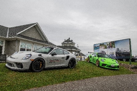 Porsches on display