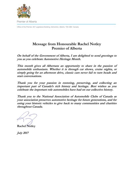 Message from Honourable Rachel Notley, Premier of Alberta